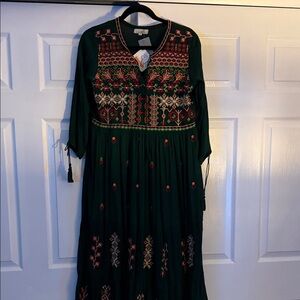 Bohemian Embroidered Long Sleeve Dress